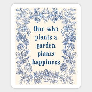 Blue White Botanical Floral Quote Practical Gardener's Gift Sticker